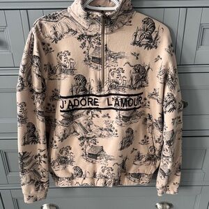 Beige Graphic Quarter-Zip Pullover Sweatshirt - J'Adore L'Amour